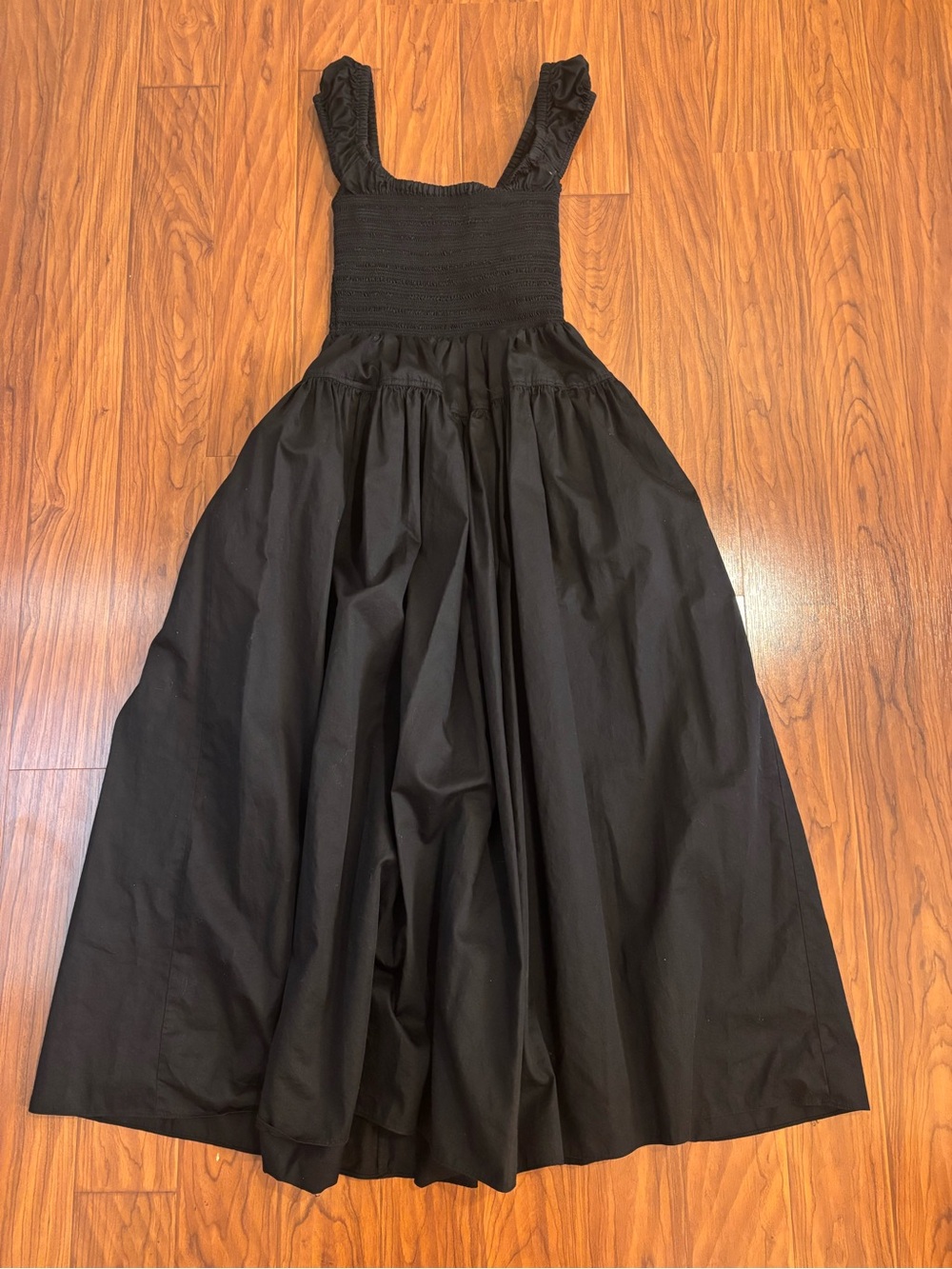 La Ligne Vivian Smocked Midi Dress Womens XS Black - Picture 4 of 4